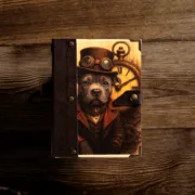 Χειροποίητο Τετράδιο Με Vintage Steampunk Dog & Δερμάτινο Κούμπωμα