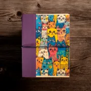 Χειροποίητο Τετράδιο Cute Cat Σχέδιο & Κλείσιμο με Λάστιχο