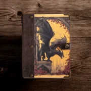Χειροποίητο Τετράδιο Με Dark Fantasy Δράκο & Δερμάτινο Κούμπωμα