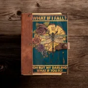 Χειροποίητο Τετράδιο Με “What If I Fall?” & Δερμάτινο Κούμπωμα